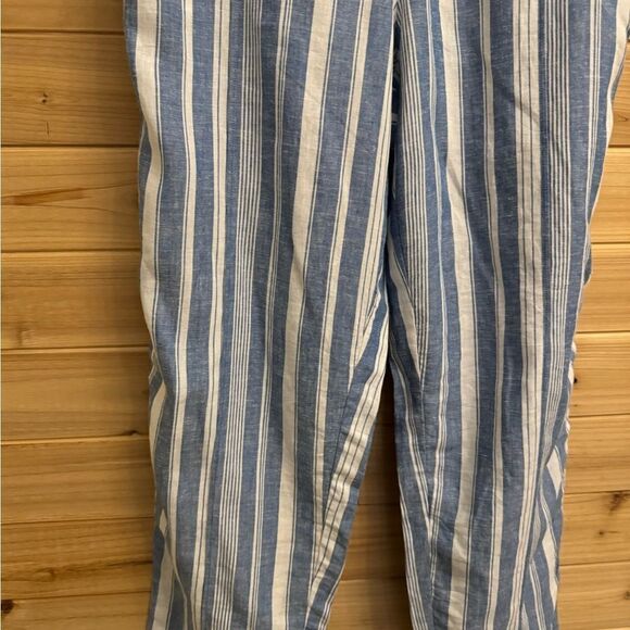 Maeve By Anthropologie Size 10 Linen Blend Vertical Striped Straight Leg Pants - Picture 3 of 12